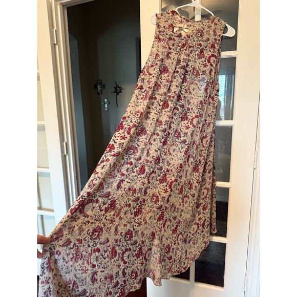 Boho long duster vest beige/red/blue floral L/XL Mossimo - Picture 5 of 7